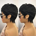 QiaQiaRing Pixie Cut Wig Human Hair for Black Women Short Layered Pixie Cut Wigs Summer Hairstyle 1b Color Short Pixie Cut Wig Human Hair Wigs for Women(1b color)1B Color