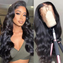 Utide 13X4 Hd Transparent Lace Front Wig Body Wave Human Hair 180 Density 22 Inch Pre Plucked With Baby Hair Brazilian Body Wave Frontal Wig Human Hair For Black Women Natural Color180 Density