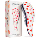 Crave Naturals Glide Thru Detangling Hair Brush For Adults & Kids Hair - Detangler Brush For Natural, Curly, Straight, Wet Or Dry Hair - Hairbrush For Men & Women - 1 Pack - Pink Heartspink Hearts