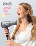 Wavytalk Ionic Hair Blow Dryer With Diffuser For Curly Hair Professional Salon Attachment Diffuser And Concentrator Nozzle For Women Styling Naturalelegant Metallic Grey (Comb+Diffuser+Nozzle)