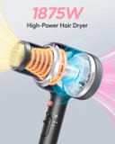 Wavytalk Ionic Hair Blow Dryer With Diffuser For Curly Hair Professional Salon Attachment Diffuser And Concentrator Nozzle For Women Styling Naturalelegant Metallic Grey (Comb+Diffuser+Nozzle)