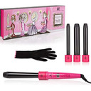 Brilliance New York Women'S C4Hp Digital Quad Barrel Curling Iron Diamond Dust Technology | Plus Free Heat Resistant Glove, Hot Pink