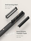 Angenil Travel Hair Straightener Brush, Negative Ion Brush Straightener For Women, Hot Comb Hair Straightener Make Frizz-Free Silky Hair, Heat Up Fast, Anti-Scald,Dual Voltage Hair Straightening Irons