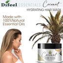 Difeel Essentials Hydrating Coconut Hair Mask 8 Oz. - Deeply Moisturizes Dry Hair, Reduces Frizz, Made With 100% Natural Essential Oils