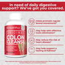 Health Plus Colon Cleanse Digestive Support | All Natural Daily Fiber For Toxin Elimination To Reduce Bloating | Supports Heart Health | 200 Capsules, 33 Servings