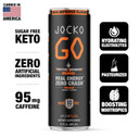 Jocko Go Energy Drink - Keto, Vitamin B12, Vitamin B6, Electrolytes, L Theanine, Magnesium- All Natural Energy Boost, Sugar Free Nootropic Monk Fruit Blend - 12 Pack (Orange Flavor)