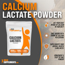 Bulksupplements.Com Calcium Lactate Powder - Calcium Supplement, Calcium Lactate Food Grade - Calcium Lactate Supplement, 1500Mg Per Serving (195Mg Calcium), 500G (1.1 Lbs)