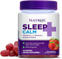 Natrol Sleep+ Calm, Drug Free Sleep Aid Supplement, Calm An Active Mind, Ease To Sleep, 60 Strawberry Flavored Gummies