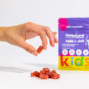 Herbaland Vegan Calm & Chill Gummies For Kids - Contains A Calming Blend Of Magnesium And Chamomile, Chewable, Sugar-Free & Gluten-Free - Strawberry Chamomile Flavor, 90 Count, Compostable Pouch