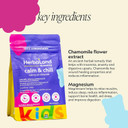 Herbaland Vegan Calm & Chill Gummies For Kids - Contains A Calming Blend Of Magnesium And Chamomile, Chewable, Sugar-Free & Gluten-Free - Strawberry Chamomile Flavor, 90 Count, Compostable Pouch