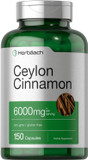 Ceylon Cinnamon Capsules | 6000 Mg | 150 Count | Non-Gmo & Gluten Free Supplement | By Horbaach