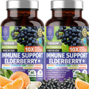 2 Pack N1N Premium 10 in 1 Immune Support Supplement [10 Potent Ingredients] with Elderberry, Vitamin C, Zinc, Echinacea, Turmeric Curcumin, Garlic and Probiotics for Adults, 120 Veg Caps