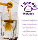 Immune Support Supplement - Immunity Defense Powder Wellness Booster - Vegan Superfood - Elderberry, Turmeric, Vitamin C Powder And B12 Supplement, Non-Gmo And Sugar Free (Berry)