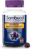 Sambucol Black Elderberry Gummies With Vitamin C & Zinc - Sambucus Elderberry Gummies For Immune Support, High Antioxidants, Gluten Free, Vegan, Elderberry With Zinc & Vitamin C For Adults - 60 Count60 Count (Pack Of 1)