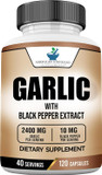 American Standard Supplements Garlic 2400Mg Per Serving With Black Pepper Fruit Extract  Vegan, Gluten Free, Non-Gmo, 120 Capsules, 40 Servings