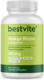 Bestvite Ginkgo Biloba 120Mg (240 Capsules) - No Stearates - Non Gmo - Gluten Free - Standardized To 24% Ginkgo Flavone Glycosides