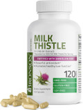 Bronson Milk Thistle Silymarin Marianum & Dandelion Root Liver Health Support, Antioxidant Support, Detox, 120 Capsules120 Count (Pack Of 1)
