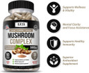 Kaya Naturals Premium Mushroom Complex Potent | Organic Mushroom Supplement| Mushroom Complex Capsules 1995Mg Per Serving - Aids Mental Clarity Supports Immune System, Wellness & Vitality | 180 Count180 Count (Pack Of 1)