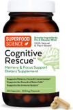 Superfood Science Cognitive Rescue - Lions Mane Mushroom Supplement With Black Pepper & Plant-Based Natural B Vitamin - Memory & Focus Supplement, Nootropics Brain Support Supplement, 60 Capsules