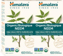 Himalaya Organic Neem Herbal Supplement, For Mild Acne & Clear Skin, Purifying, Ayurvedic, Usda Certified Organic, Non-Gmo, Vegan, 600 Mg, 60 Plant Based Caplets, 2 Pack