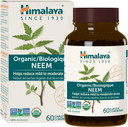 Himalaya Organic Neem Herbal Supplement, For Mild Acne & Clear Skin, Purifying, Ayurvedic, Usda Certified Organic, Non-Gmo, Vegan, 600 Mg, 60 Plant Based Caplets, 2 Pack
