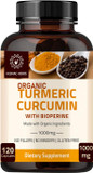 Turmeric Curcumin with Black Pepper Capsules - 1000mg (120 Capsules) Turmeric Curcumin Capsules with BioPerine Black Pepper Extract, Made with Organic Turmeric Curcumin and Black Pepper Extract