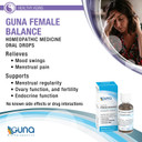 Guna Female Balance Homeopathic Medicine Temporarily Relieves Symptoms Of Female Hormonal Imbalance, Such As Mood Swings, Menstrual Irregularities And Menstrual Cramps. 1 Ounce