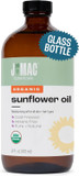 J Mac Botanicals Organic Sunflower Oil (16 Oz Glass Bottle) Usda Organic Certified 100% Pure Carrier Oil, Moisturizing & Nourishing For Skin, Face, Hair, Sunflower Oil For Skin, Sunflower Seed Oil