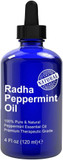 Radha Beauty Peppermint Essential Oil 4 Oz - 100% Pure & Therapeutic Grade, Steam Distilled For Aromatherapy, Fresh Minty Scent, Focus, Diy Projects, Candles, Sprays And Fragrance4 Fl Oz (Pack Of 1)