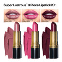 Revlon Lipstick Set, Super Lustrous 3 Piece Gift Set, High Impact, Moisturizing, Cream Finish in Pink, Plum & Berry, Pack of 3