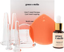 Facial Cupping (7-Pc Set) - Face Cupping Set - Facial Suction Cups With Jojoba Oil & Cleansing Brush To Reduce Appearance Of Fine Lines - Face Suction Cup Set For Lymphatic Drainage By Grace & Stella