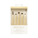 Ecotools Precious Metals Brightening Eye Kit, Precision Makeup Brushes For Eyeshadow, Brows, & Liner, Eco-Friendly Makeup Brush Set, Sustainable Recycled Aluminum, Cruelty-Free, Chrome, 5 Piece Set