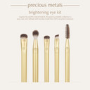 Ecotools Precious Metals Brightening Eye Kit, Precision Makeup Brushes For Eyeshadow, Brows, & Liner, Eco-Friendly Makeup Brush Set, Sustainable Recycled Aluminum, Cruelty-Free, Chrome, 5 Piece Set