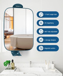 Touchbeauty 3X Shower Mirrors For Shaving With Razor Holder, Heldhand & 360 Degree Swivel, Larger Size 11" Blue Bathroom Accessories For Menblue