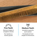 Zeus Sandalwood Beard & Mustache Comb W/Leather Sheath. Handmade Saw-Cut, Anti-Static Comb - L31