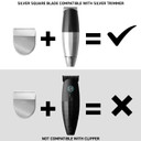 Bevel Square Trimmer Blade Attachment - Compatible With Bevel Trimmer Only, Beard Trimmer For Men, Mustache Trimmer, Cordless Face, Neck And Body Hair Trimmer Attachment Head - Silver, 1 Count