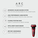 Panasonic ARC5 Electric Razor for Men with Pop-up Trimmer, Wet Dry 5-Blade Electric Shaver with Intelligent Shave Sensor and 16D Flexible Pivoting Head - ES-ALV6HR (Red)