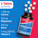 Chewable Calcium Supplement 1000Mg - 120 Vegetarian Tablets With Vitamin D, Magnesium, And Boron - Promotes Bone, Teeth, And Nerve Health - Citrus Flavor