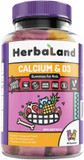 Herbaland Vegan Calcium Bears Gummies For Kids, Contains Calcium, Phosphorus, Vitamin D3, Sugar-Free And Gluten-Free  Strawberry Banana Flavor, 90 Count, Compostable Pouch