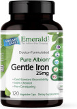 Emerald Labs Gentle Iron 25Mg - Non-Constipating Dietary Supplement With Ferrous Bisglycinate Chelate And Tocotriene Complex - Energy Booster - 120 Vegetable Capsules