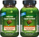 Irwin Naturals Only One Liquid-Gel Multi With Iron - 60 Liquid Soft-Gels, Pack Of 2 - Omega-3 Oils, Antioxidants & Green Super Foods - 120 Total Servings