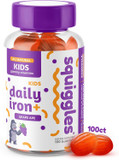 Squiggles Kids Daily Iron+ Gummies 100Ct. | All-Natural, Low Sugar, And Super Yummy | Daily Dose Of Iron + Boost Of Vitamins And Minerals