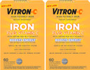 Vitron-C Iron Supplement, Once Daily, High Potency Iron Plus Vitamin C, Support Red Blood Cell Production, Dye Free Tablets, 60 Count, 2 Pack