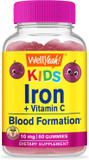 Wellyeah Iron Gummies For Kids With Vitamin C - Anemia Support, Red Blood Cell Formation, Energy, And Immunity Support Gummy, Iron Supplements For Kids - Gmo Free, Natural Grape Flavor - 60 Count