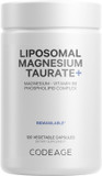 Codeage Liposomal Magnesium Taurate+ Supplement - 2-Month Supply - Magnesium & Vitamin B6 Blend For Cardiovascular Health, Mood Stability & Muscle Function Support - Non-Gmo, Gluten-Free - 120 Capsule
