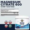 Kal Magnesium Citrate 600 Mg Activmix Instant Powder, Magnesium Supplement For Healthy Muscle Function, Relaxation, Nerve And Circulation Support, Vegan, Non-Gmo, Gluten Free, Approx. 60 Serv, 7.9Oz