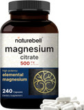 Magnesium Citrate 500Mg, 240 Capsules (Citrato De Magnesio) | High Purity Elemental Form  Extra Strength | Essential Mineral For Heart, Muscle, & Digestion Support  Non-Gmo & No Gluten240 Count (Pack Of 1)