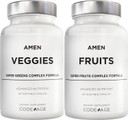 Amen Fruits + Veggies Vitamins Bundle, Raw Whole Food Multivitamin Capsules, Greens Vegetables, Red Fruits & Berries Vegan Blend, Fibers + Phytonutrients Superfood Minerals Supplement, Non-Gmo, 180 Ct