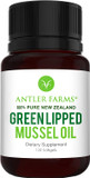 Antler Farms - 100% Pure New Zealand Green Lipped Mussel Oil, Equiv. To 12,500Mg, 120 Softgels - Powerful 125:1 Extract, 2 Month Supply