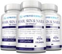 Approved Science Hair, Skin And Nails - Advanced Strengthening And Support - Vitamin B Complex, Biotin, Collagen, Silica, Bioperine - 180 Capsules - 3 Month Supply